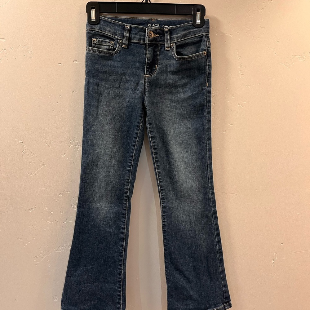 Children’s Place Girls Flared Bootcut Denim Jeans Size 8 Dark Wash